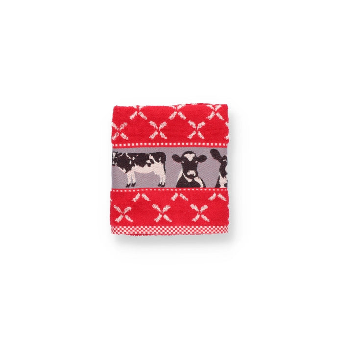 Kitchen Towel Cows 100% Organic Cotton - Red