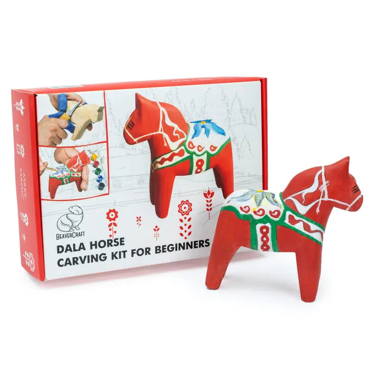 BeaverCraft DIY02 - Dala Horse Carving Kit - Complete Starter Whittling