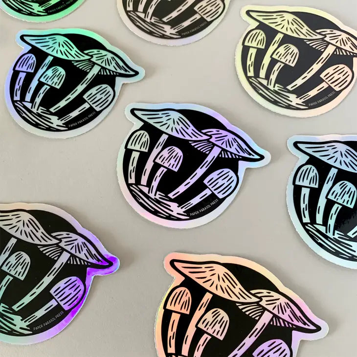 Mushroom Cluster Holographic Sticker