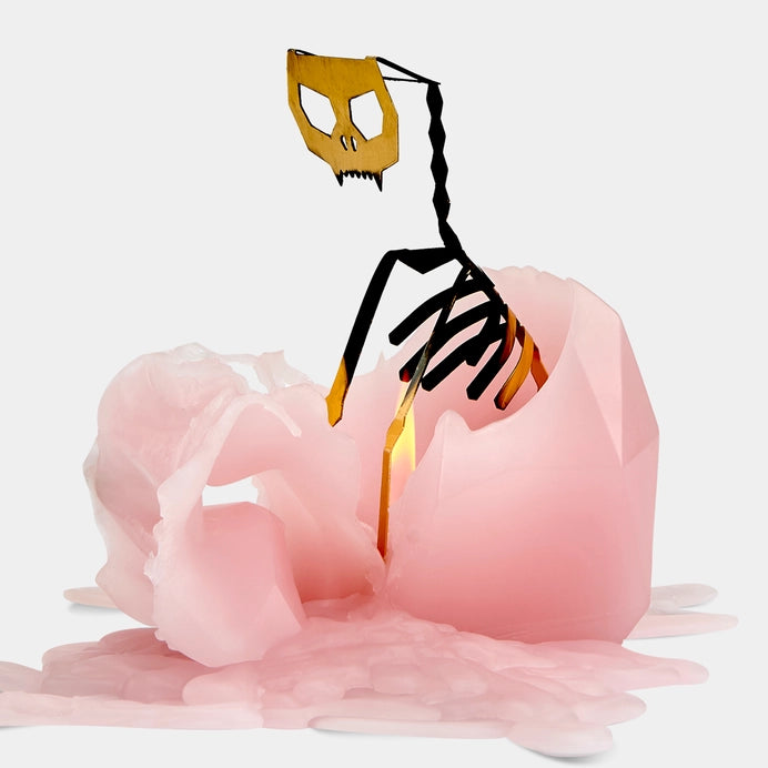 Pyropet Kisa Cat Skeleton Candle - Light Pink