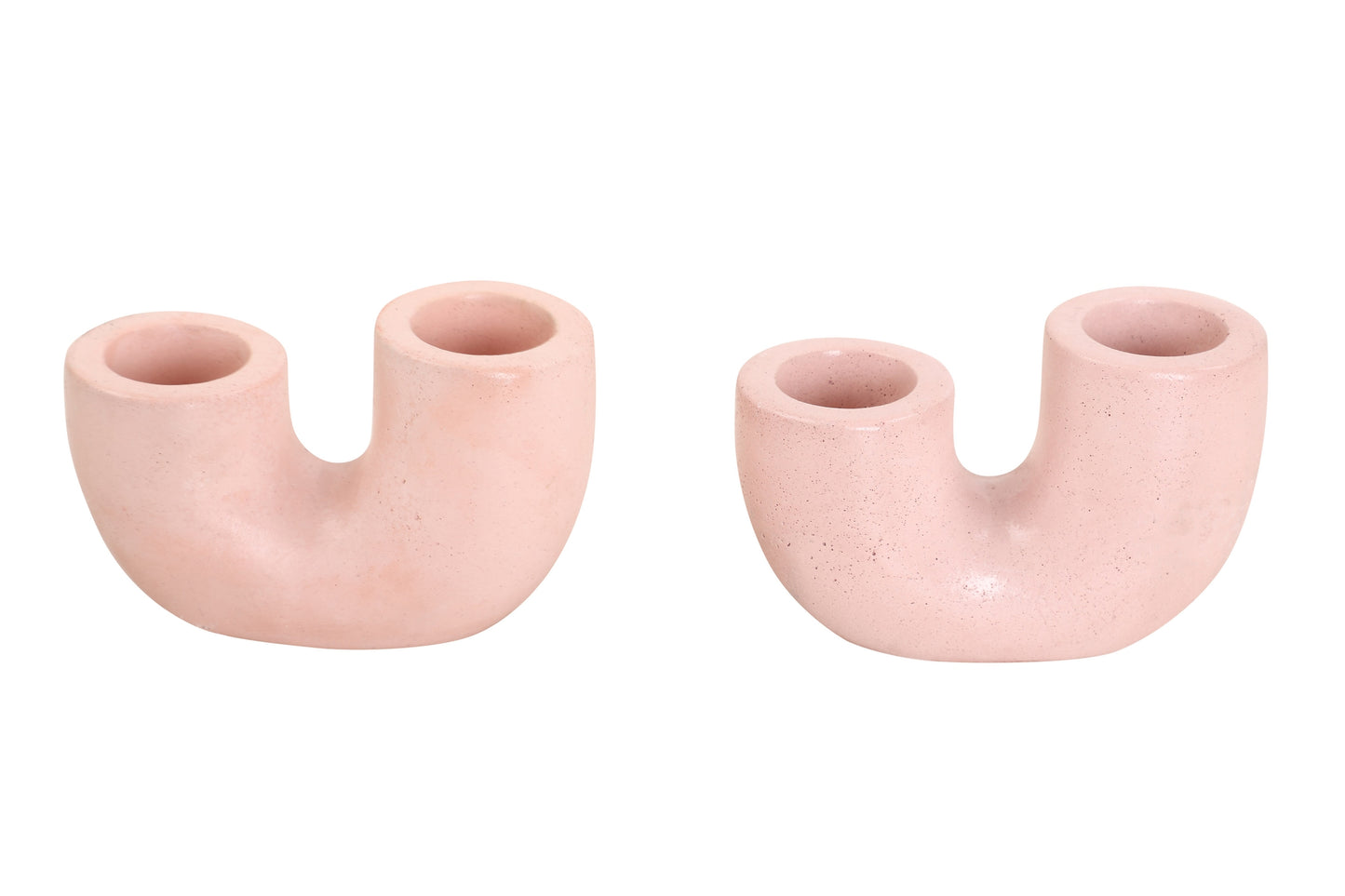 Nordic Style U Shaped Concrete Candle Holder - Pink