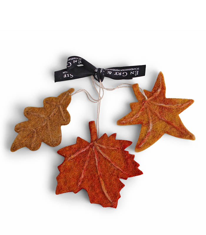Felt Autumn Leaves Ornament - Set of 3