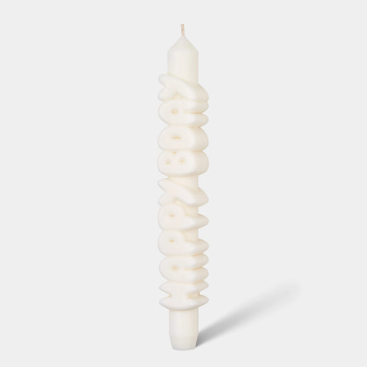 Taper Candle Happy B-Day - White
