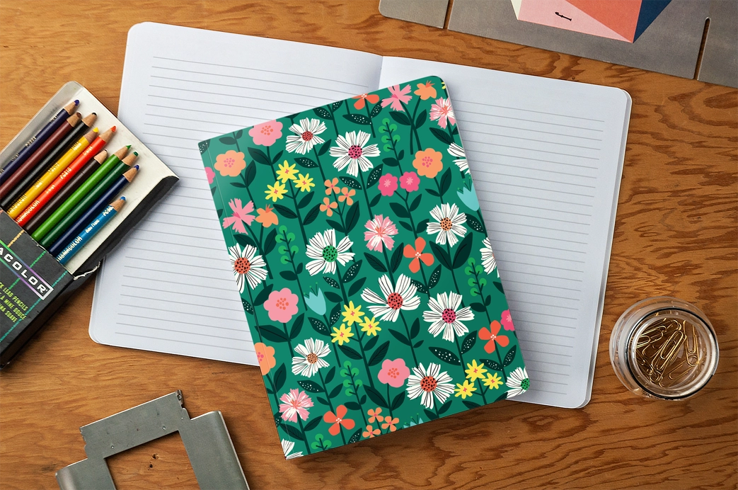 Green Cosmos Medium Layflat Notebook