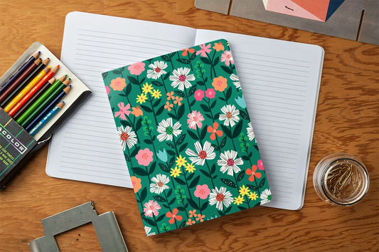 Green Cosmos Medium Layflat Notebook