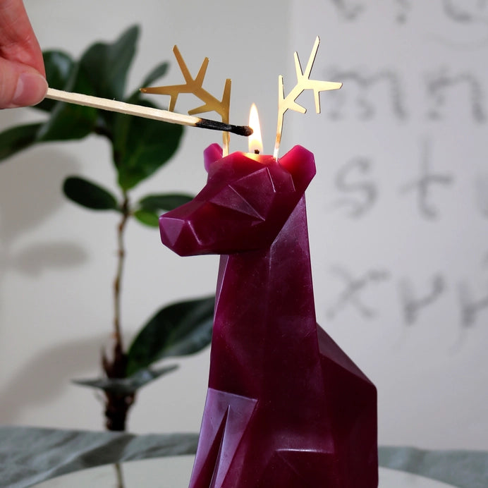 Pyropet Dyri Reindeer Skeleton Candle - Burgundy