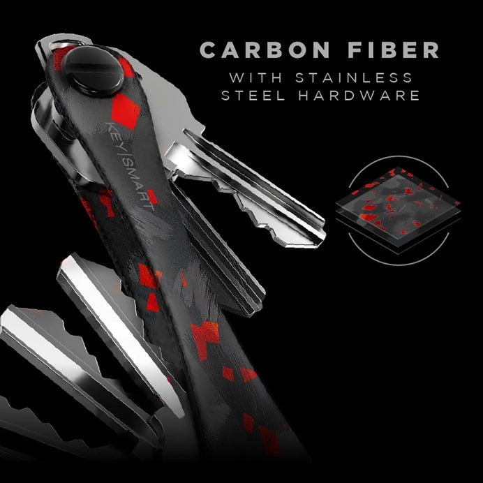 KeySmart Original Compact Key Holder; Red Forged Carbon