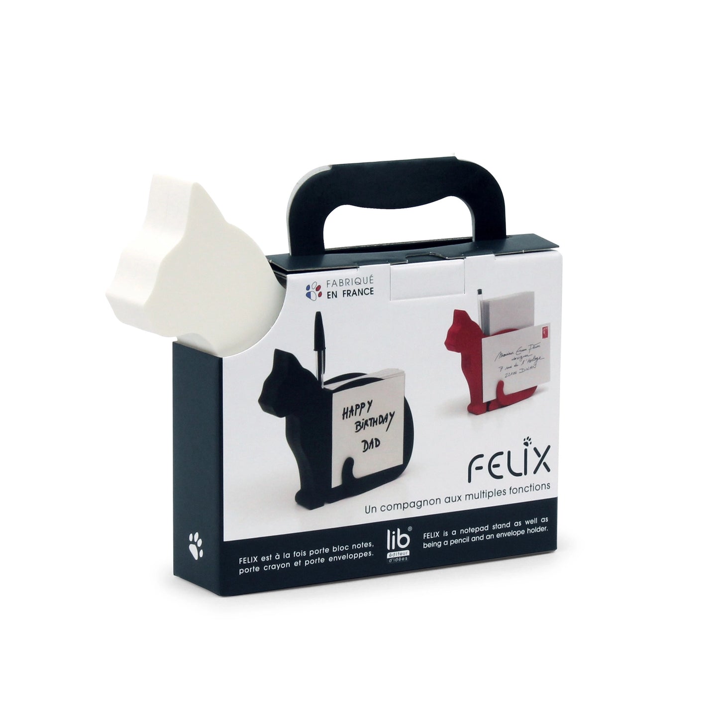 Felix Cat Note Block Holder with Noteblock - White