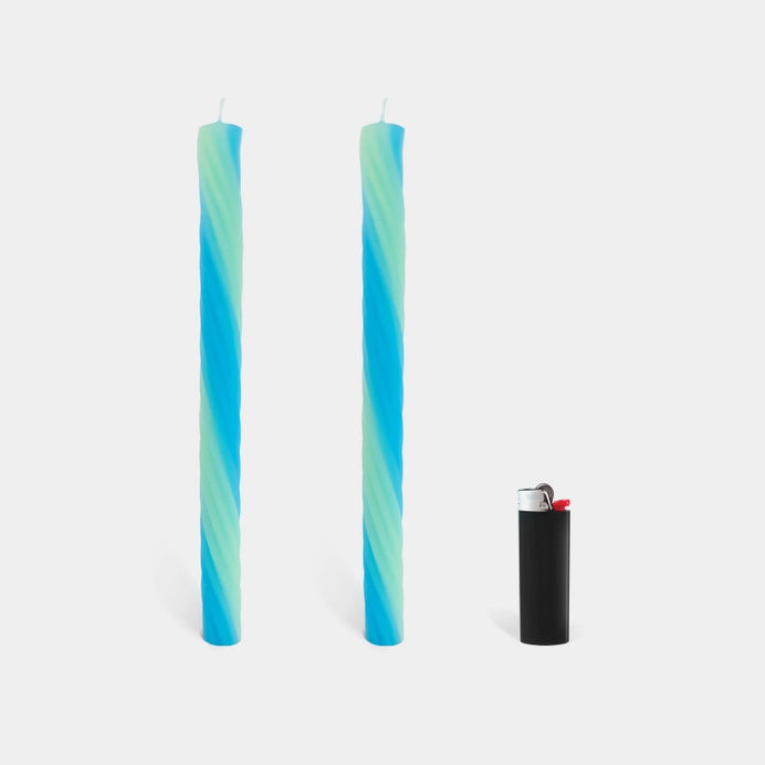 Rope Candle Sticks By Lex Pott - Mint & Light Blue (2 Pack)