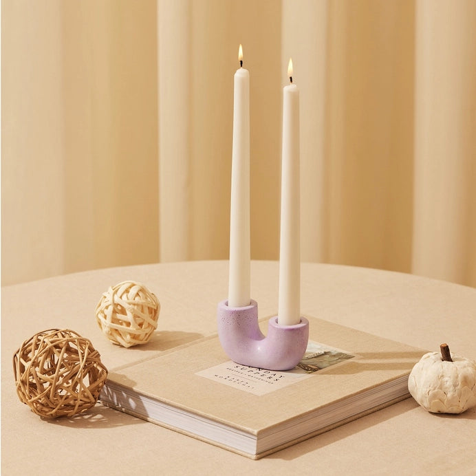 Nordic Style U Shaped Concrete Candle Holder - Purple