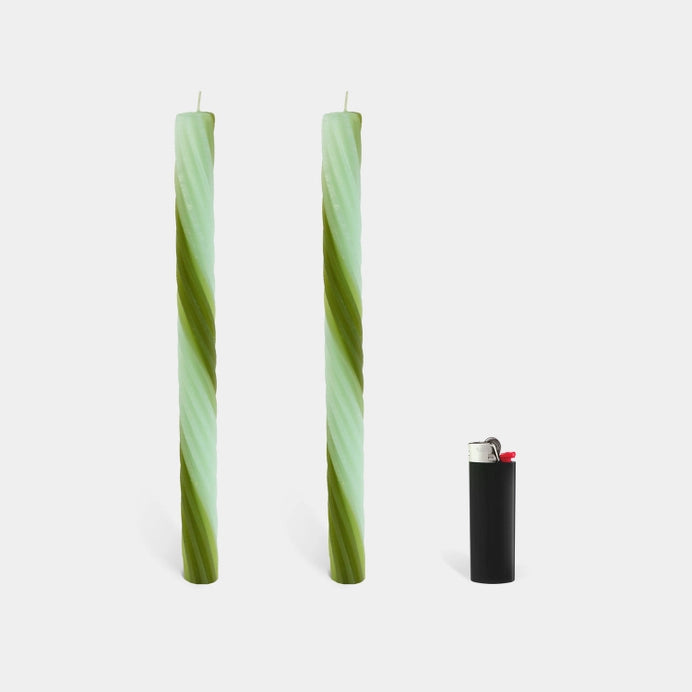 Rope Candle Sticks By Lex Pott - Mint & Olive Green (2 Pack)