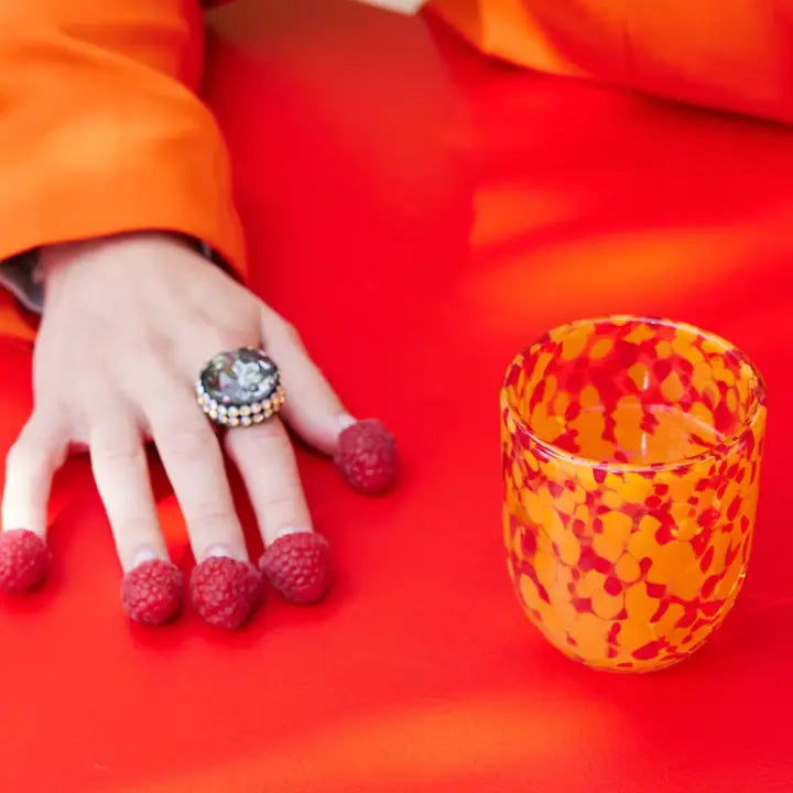 Confetti Glass Tumblers - Red/Orange