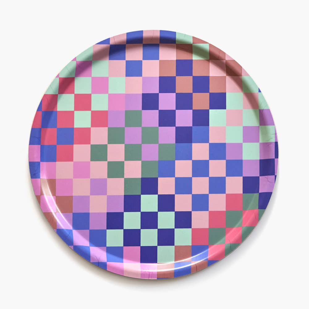 Round Tray - Multicolor Checkered