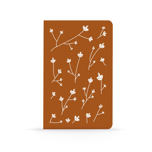 Samantha Classic Layflat Notebook - Silver Foiled Flowers