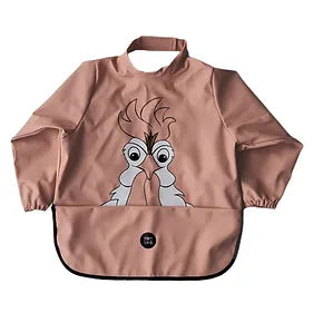 Long Sleeve High Neck Bib - Muted Clay Hans the Rooster