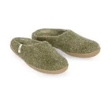 Slippers - Moss Green w/ Rubber Sole