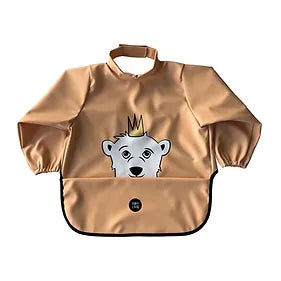 Long Sleeve High Neck Bib - Peach Isak the Polar Bear