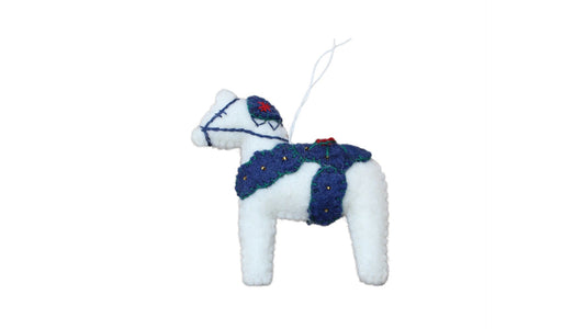 Felt White Dala Horse Ornament