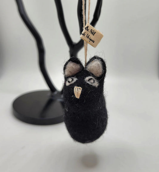 Felt Black Cat Ornament - Small