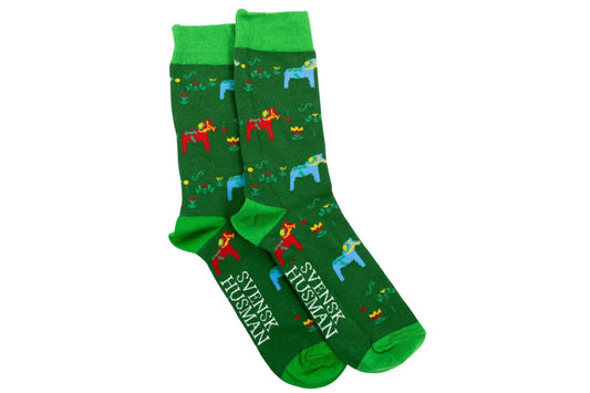 Svensk Husman Green Dala Horse Socks
