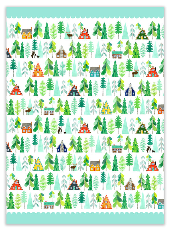 Cabins Tea Towel