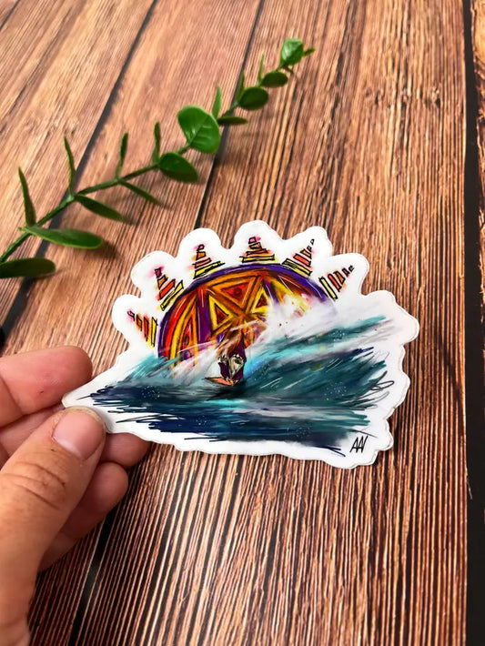 Gnome Surfing Vinyl Sticker