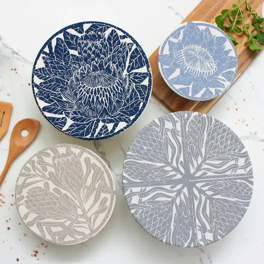 Dish Cover Set of 4 Protea Print