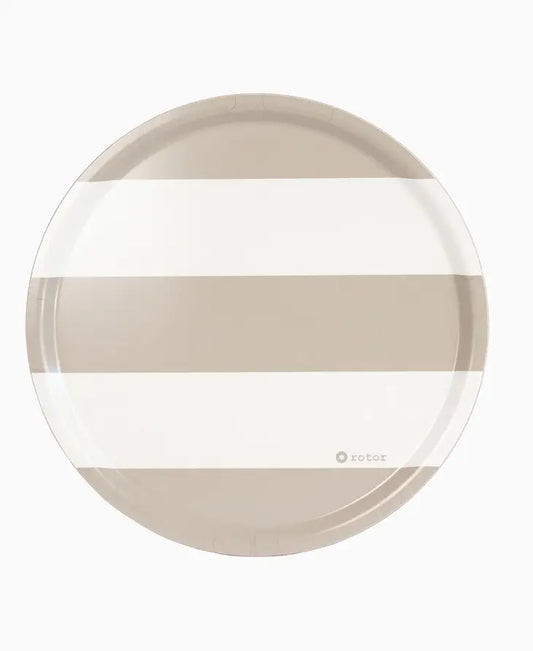 Round Tray - Stripes (White & Beige)