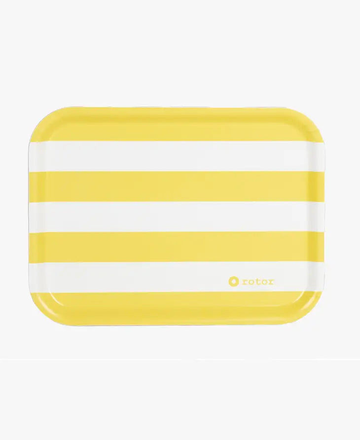 Serving Tray - Stripes (White & Yellow)