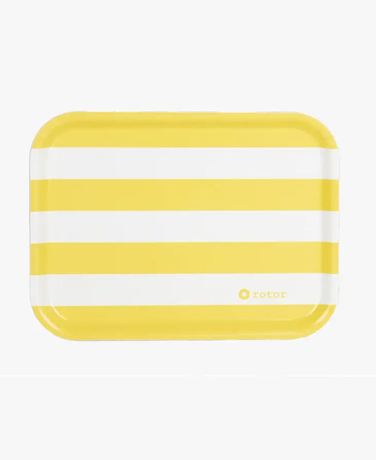 Serving Tray - Stripes (White & Yellow)