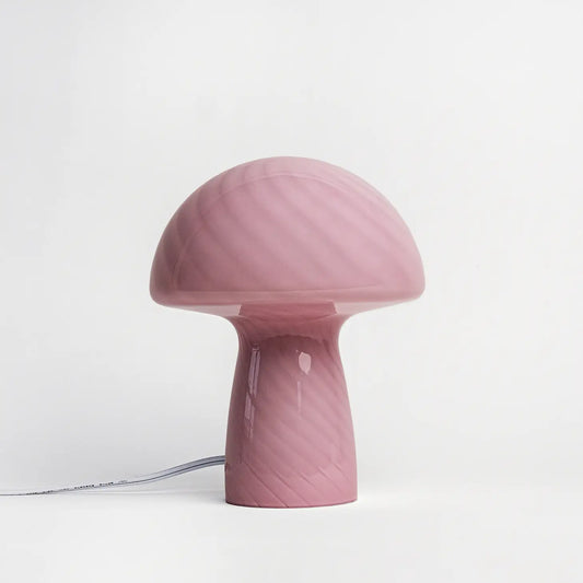 Petite Glass Mushroom Lamp - Rose Pink Close Top