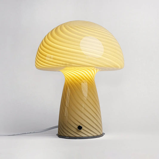 Large Glass Mushroom Lamp - Cream Close Top